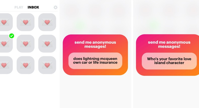 NGL, an anonymous messaging app, lets users request questions or comments from their Instagram followers, like the ones above.