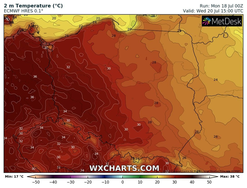 W środę na zachodzie temperatura może nieznacznie przekroczyć 35 st. C