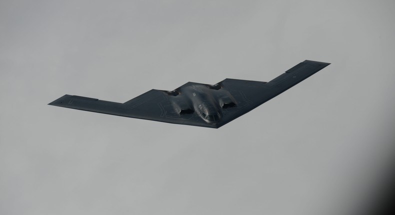 A US Air Force B-2 Spirt like the one that recently dropped a QUICKSINK anti-ship weapon during the Rim of the Pacific exercise.US Air National Guard photo by Senior Master Sgt. Vincent De Groot