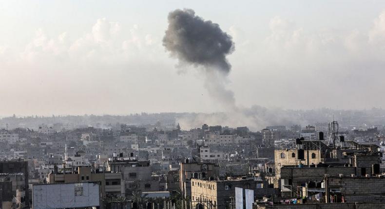 Smoke rises after Israeli airstrikes in eastern Rafah, Gaza on May 7, 2024.Anadolu via Getty Images
