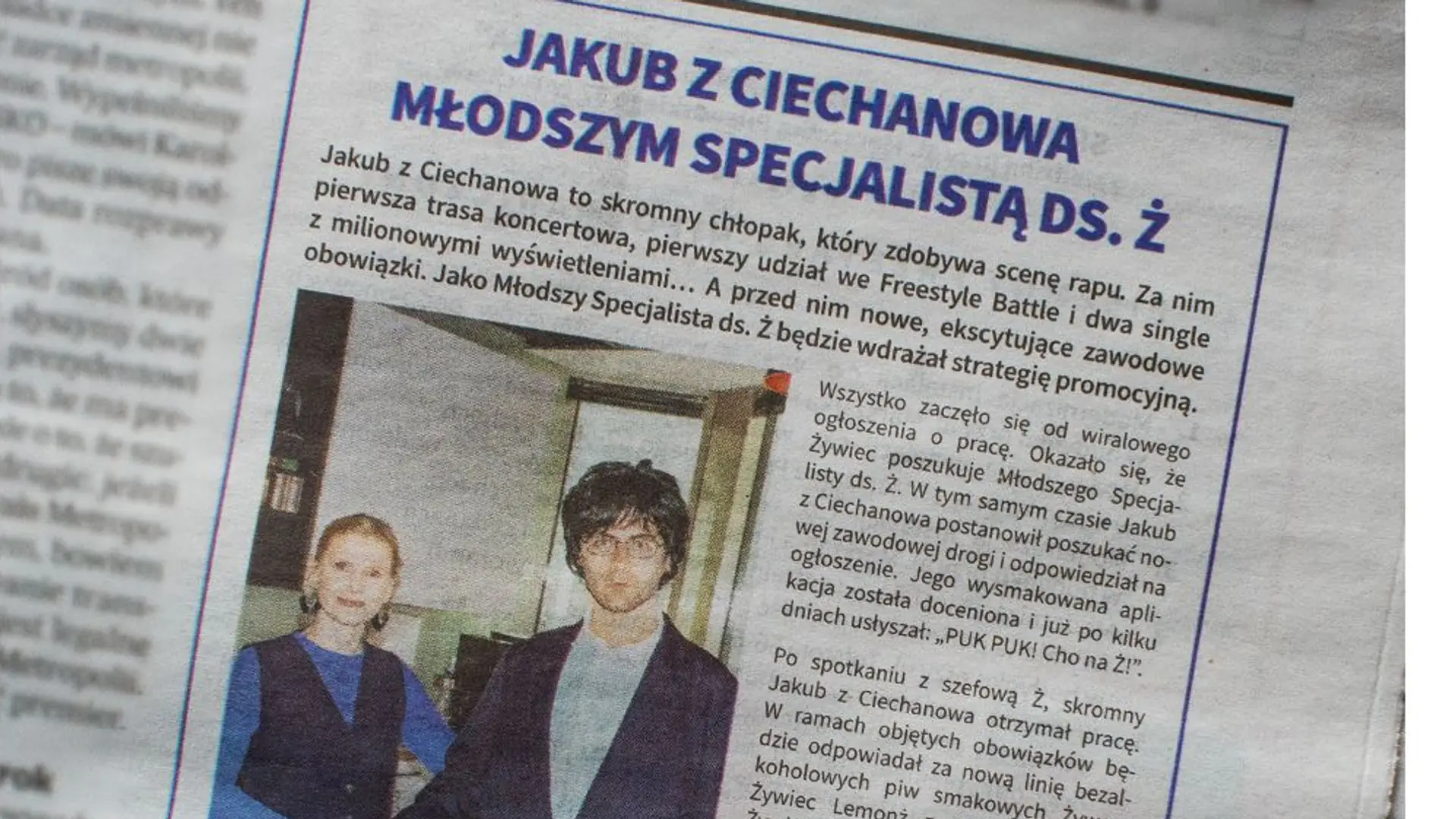 Jakub z Ciechanowa został specjalistą ds. Ż. Co zrobił w nowej pracy?