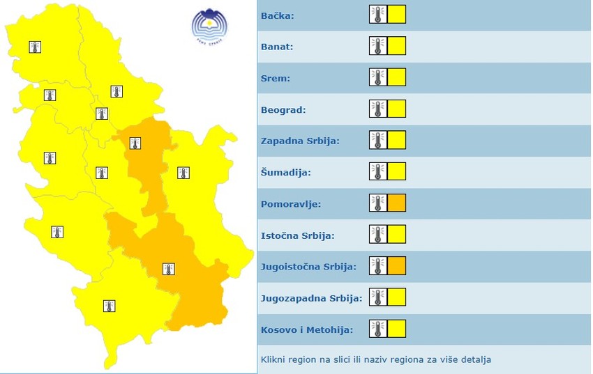 Meteoalarm za sredu