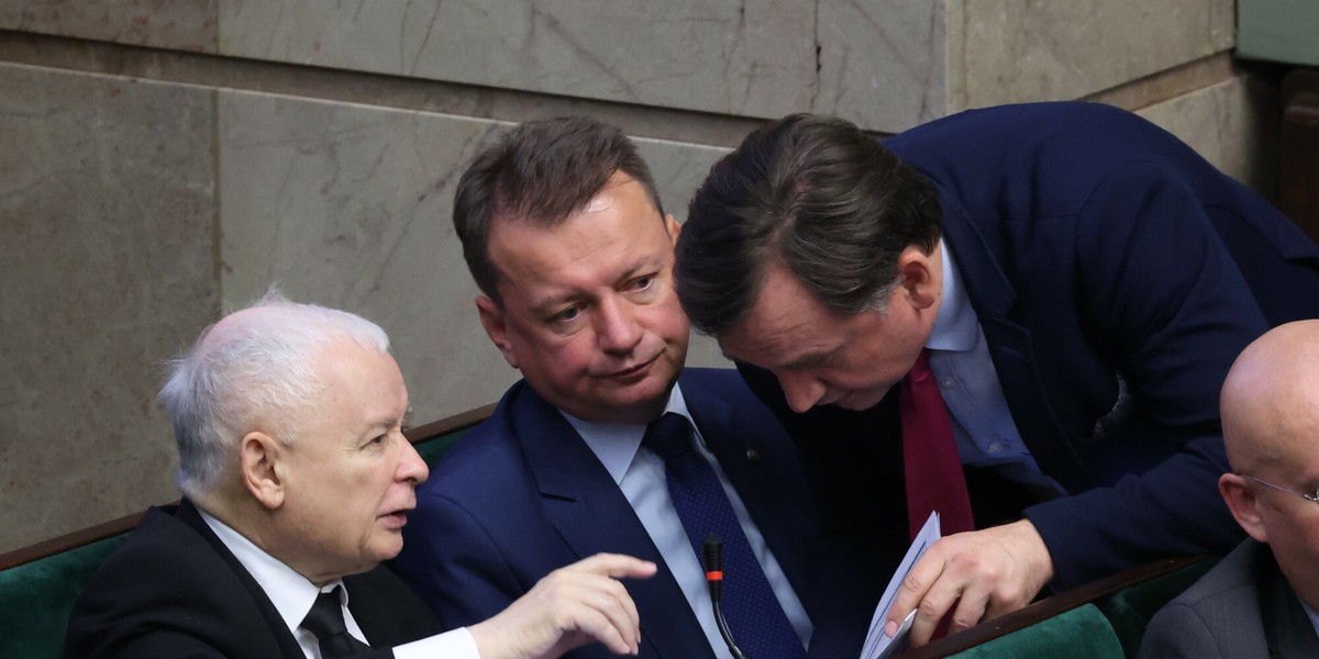 Jarosław Kaczyński, Zbigniew Ziobro, Mariusz Błaszczak podczas ostatniego posiedzenia Sejmu