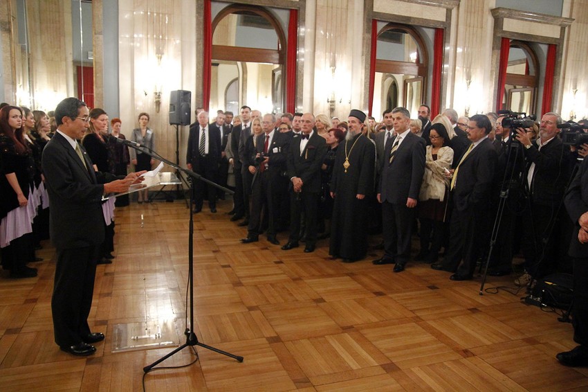 Tošio Cunozaki, ambasador Japana u Srbiji sa zvanicama u Starom dvoru