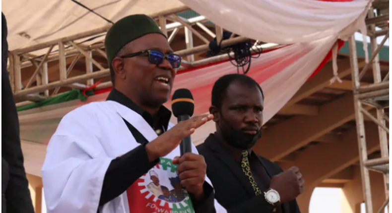 Labour Party candidate, Peter Obi while addressing Katsina electorate on Monday, January 23, 2023 (Daily Trust)