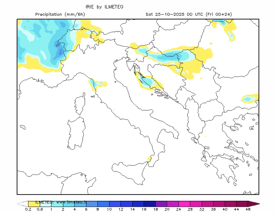 Padavine u noći između petka i subote