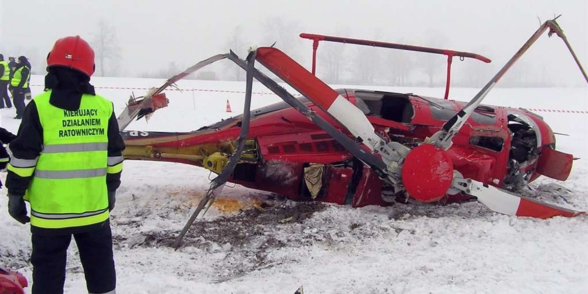 Rozbił się śmigłowiec. Pilot jest ranny