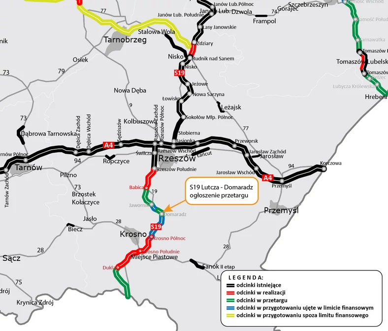 S19 Via Carpatia Lutcza — Domaradz mapa