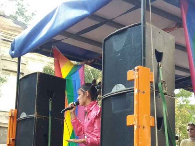Kuma Parade ponosa Sara Jovanović obraća se okupljenima