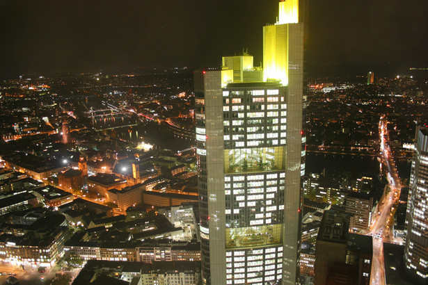 Widok na centrum Frankfurtu, stolicy finansowej Niemiec