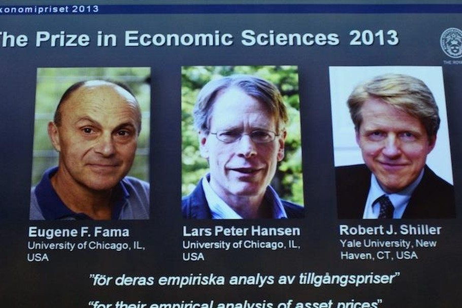 Eugene F. Fama, Lars Peter Hansen i Robert J. Shiller - laureaci nagrody Nobla z ekonomii 2013