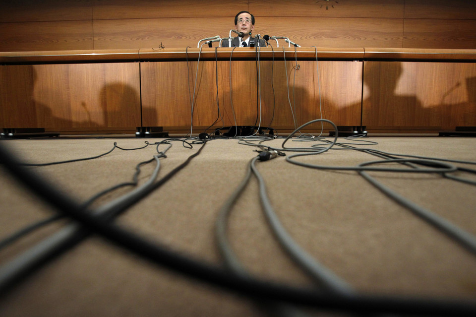 Bank of Japan Governor Masaaki Shirakawa speaks during a news conference in Tokyo