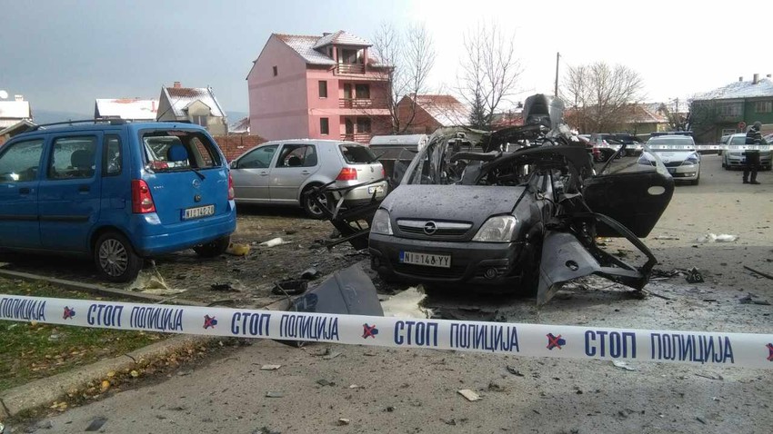 Auto u kojem je bio Dejan Šarković kada je došlo do eksplozije
