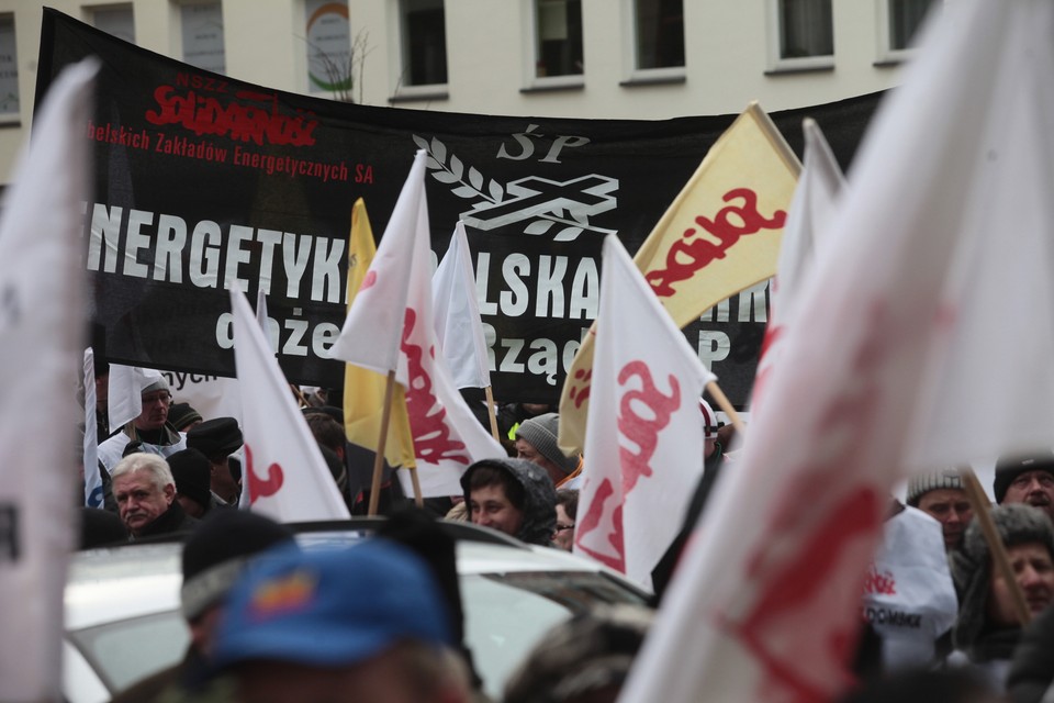 Warszawa: protest związkowców PGE