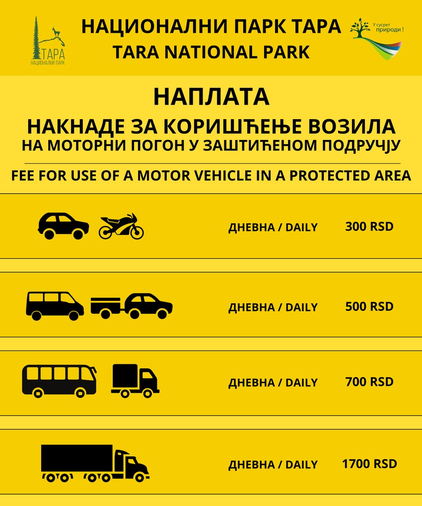 Cene ulaska u Nacionalni park Tara