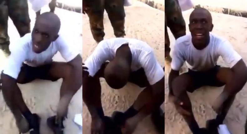 Ghanaian soldier trainee cries “I want to go home as training gets tough 