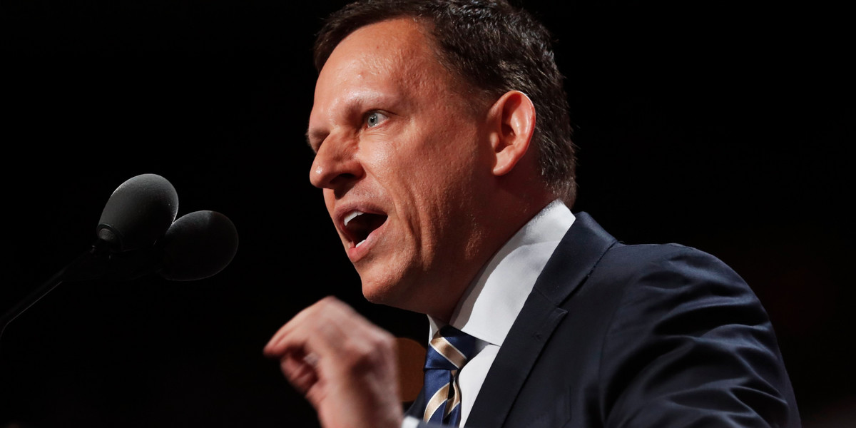 Paypal co-founder Peter Thiel speaks at the Republican National Convention.