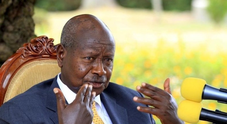 Uganda President elect Yoweri Museveni addresses the nation at his country home in Rwakitura, Kirihura district in western Uganda, February 21, 2016. 