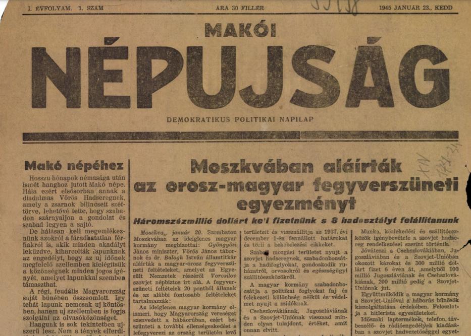 Az 1945. januári fegyverszüneti megállapodás az 1947-es békekötésig feljogosította a Vörös Hadsereget Magyarország megszállására / Arcanum