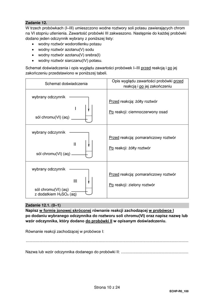 Chemia-matura rozszerzona-arkusz egzaminacyjny - 2022