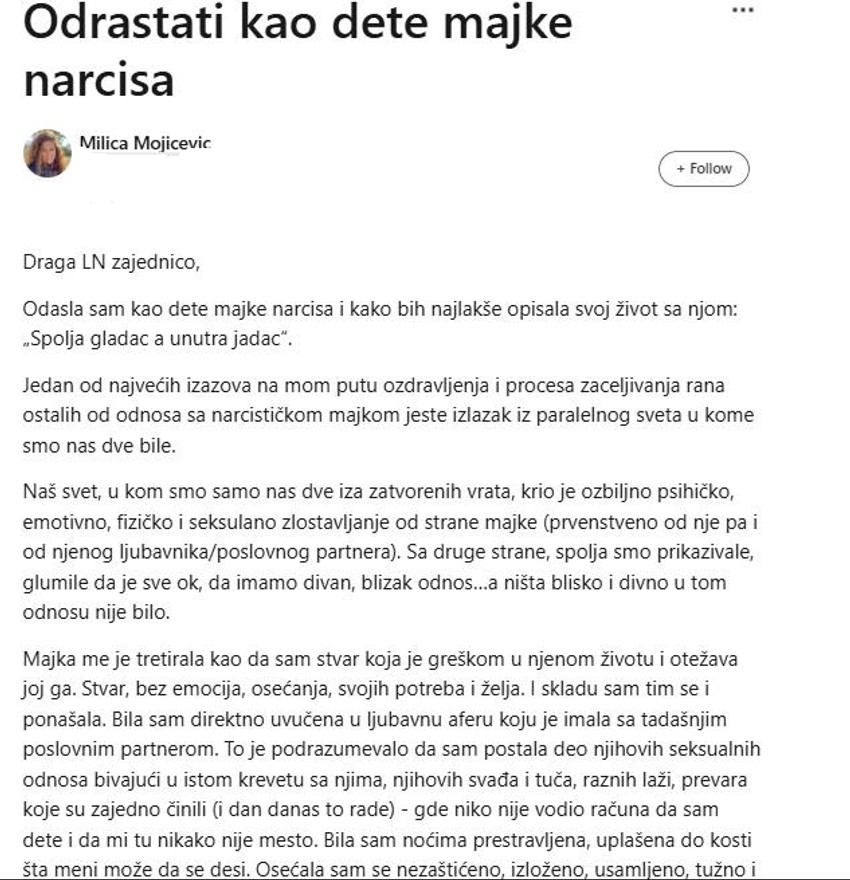 Potresno svedočenje Milice Mojićević