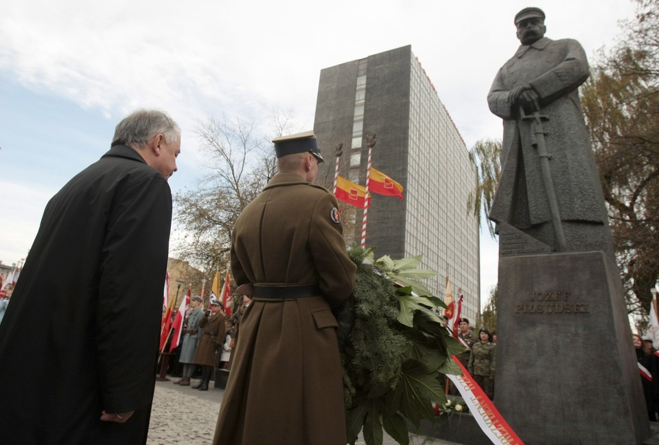 ŁÓDŹ PREZYDENT KACZYŃSKI POMNIK PIŁSUDSKIEGO