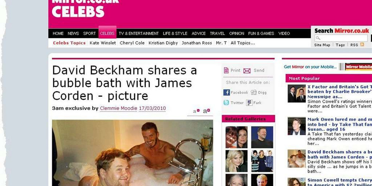 Beckham z facetem w wannie. Foto