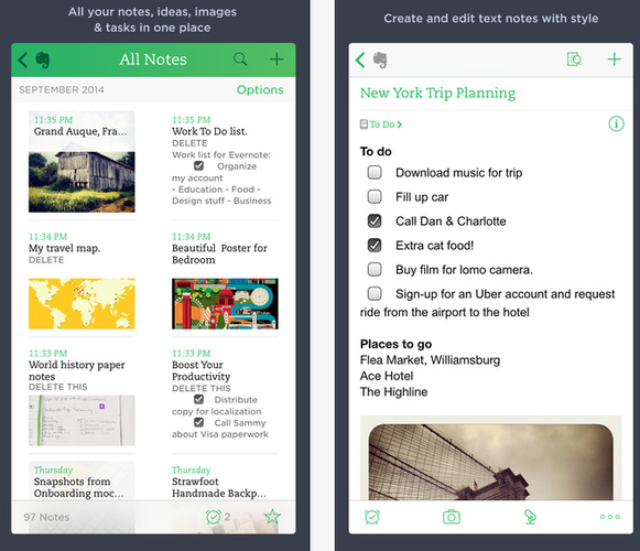 Osobisty notatnik, który umożliwi tworzenie zapisków w formie tekstowej, graficznej, jak również dźwiękowej. Tak stworzone notatki zapisywane są w chmurze, dzięki czemu mamy do nich dostęp z każdego miejsca i na każdym urządzeniu, z którego korzystamy. Twórcy co jakiś czas rozbudowują Evernote'a o kolejne przydatne funkcje.