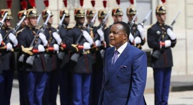 Congos Republic President Denis Sassou-Nguesso arrives for a meeting at the Elysee Palace in Paris, France, July 7, 2015.