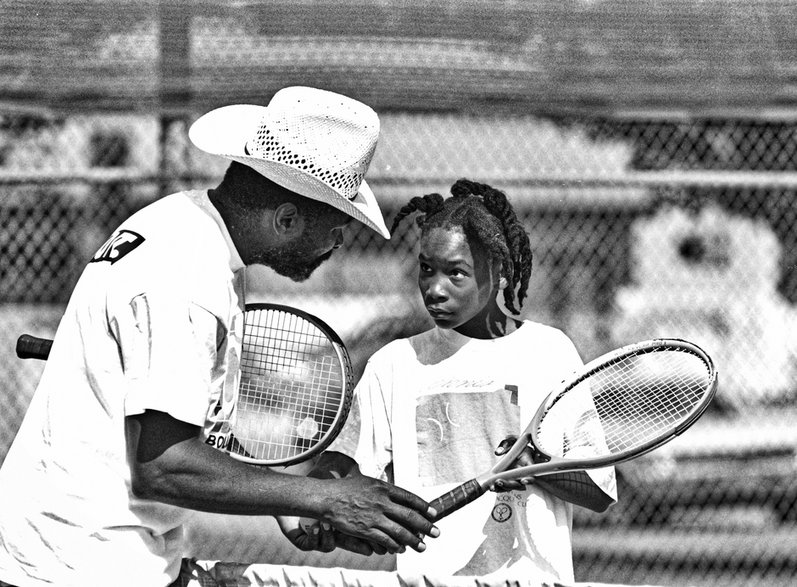 11-letnia Venus Williams z ojcem (1991 r.)