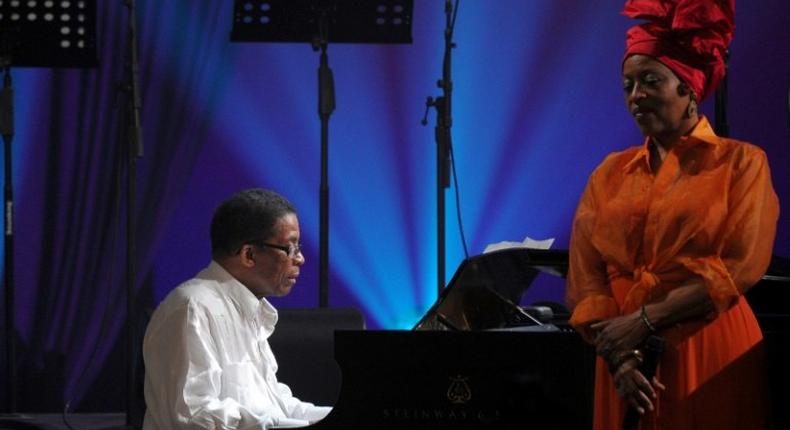 US musician Herbie Hancock at the International Jazz Day concert in Havana on April 30, 2017