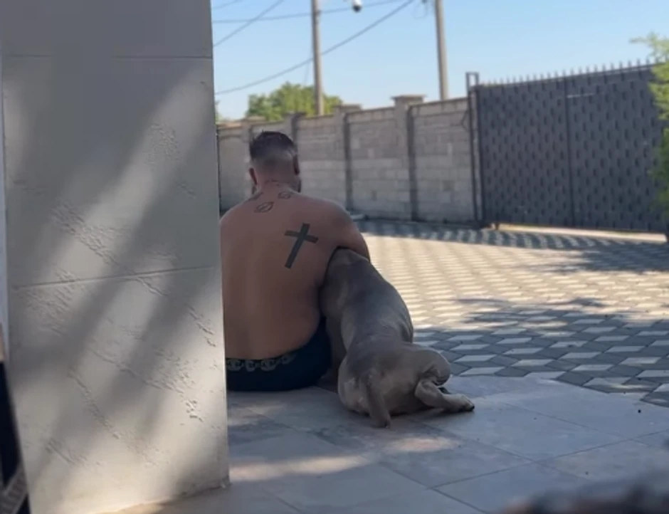 Darko Lazić se u dvorištu igrao sa psom