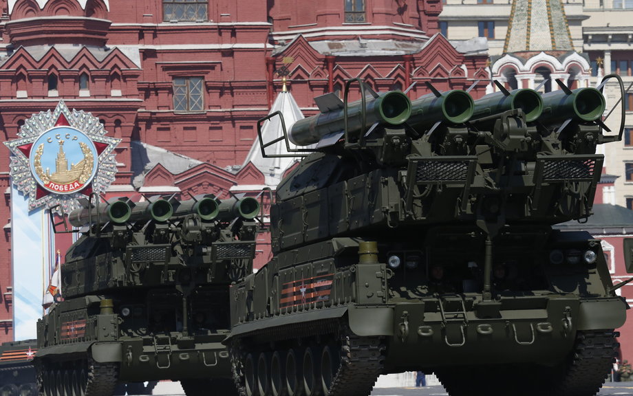 Russian Buk-M2 missile systems drive during the Victory Day parade, marking the 71st anniversary of the victory over Nazi Germany in World War Two, at Red Square in Moscow, Russia, May 9, 2016.