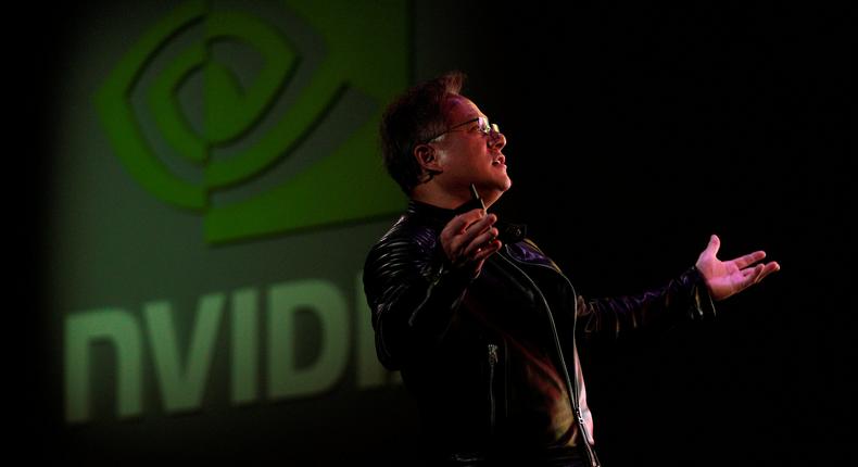 Jensen Huang, CEO of Nvidia, reacts to a video at his keynote address at CES in Las VegasRick Wilking/Reuters