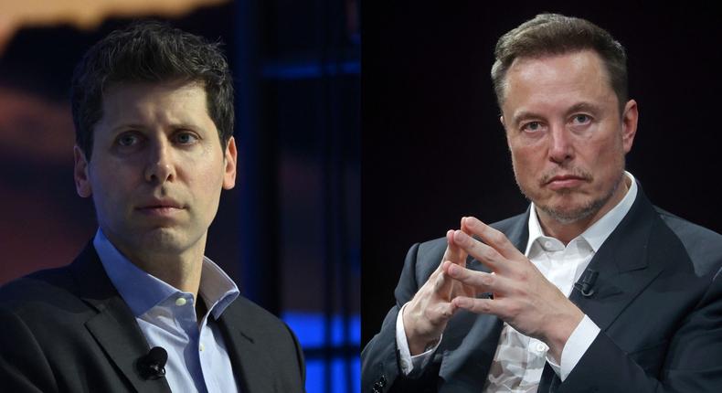 OpenAI executives including CEO Sam Altman (left) published a blog post containing emails that suggest Elon Musk (right) believed the AI company should have attached itself to Tesla for funding.Getty Images
