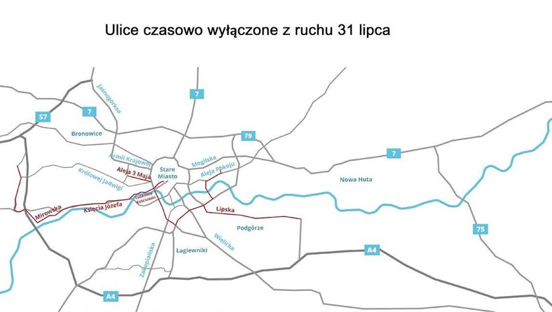 Ulice czasowo wyłączone z ruchu - 31 lipca