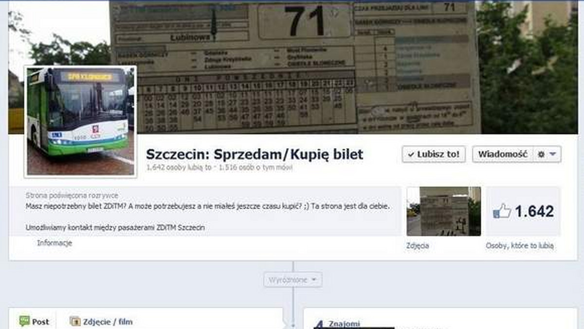 Kontrowersyjny profil na Facebooku "Szczecin: Sprzedam/Kupię bilet" przestał działać w sobotę. W poniedziałek około godz. 16.40 "fanpage" wrócił.