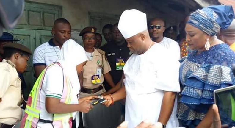 Dancing Senator Ademola Adeleke casting his vote