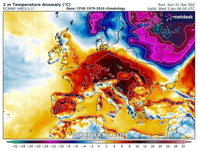 W Rosji i Skandynawii temperatura ma być o ponad 20 st. C niższa od normy z lat 1979-2010