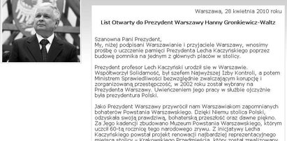 Chcą pomnika Kaczyńskiego w Warszawie