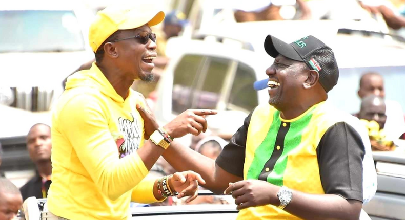 Deputy President William Ruto with former Budalangi MP Amb. Ababu Namwamba during a UDA campaign rally