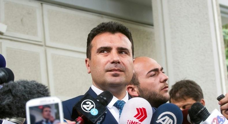 Macedonian Prime Minister Zoran Zaev, pictured on May 17, 2017 in Skopje, says that his centre-left party's goal is to gain EU and NATO membership under the new governemnt