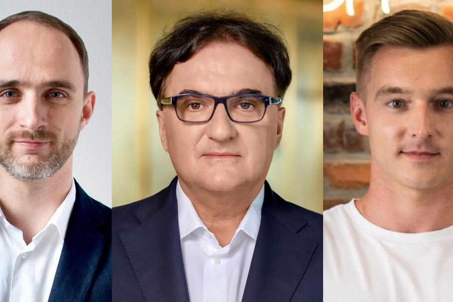 Od lewej: Błażej Abel, założyciel i CEO firmy Landingi, Rafał Szczepański, wiceprezes i udziałowiec BBI Development oraz Dominik Swadźba, CEO i współtwórca uPacjenta