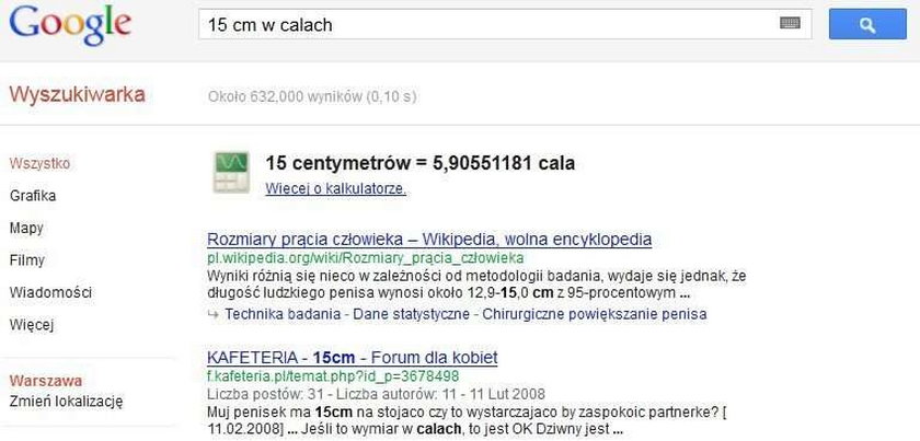 15 cm! Zobacz, z czym to się kojarzy googlowi!