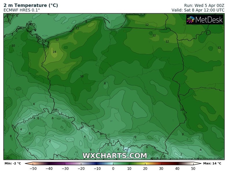 Temperatura od północy i wschodu zacznie bardzo powoli rosnąć, ale na ekstremalne ciepło nie mamy szans