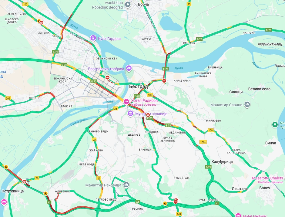 Gužve u Beogradu 30. oktobraa
