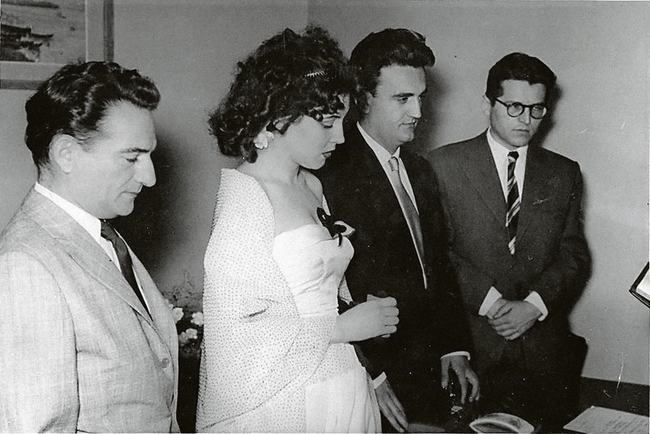 Venčanje Antonija Isakovića sa Leposavom Milanin i kumovima Dobricom Ćosićem i Oskarom Davičom