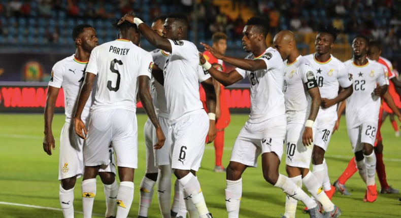 Black Stars celebrate goal against Guinea Bissau