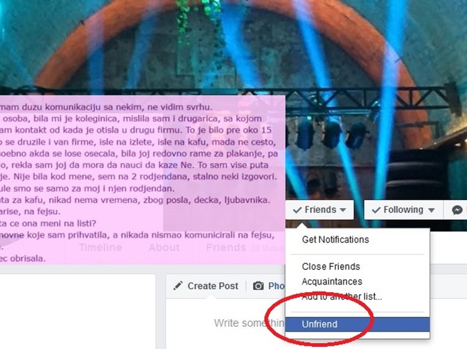 Izbrisala sam prijateljicu