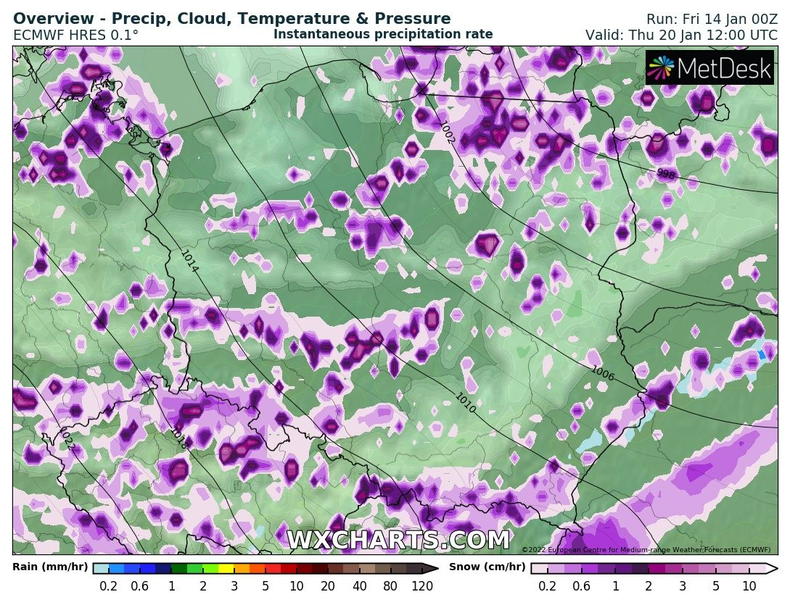 Wraz ze spadkiem temperatury, opady deszczu przejdą w śnieg